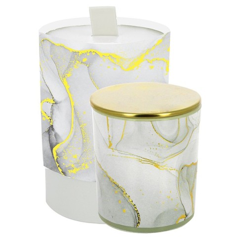 CANDELA BICCHIERE EFFETTO MARMO GRIGIO TAPPO GOLD 7X8